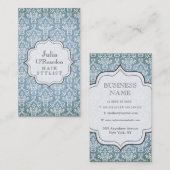 青くグランジで旧式なダマスク織のサロンの名刺 名刺 (正面/裏面)