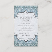 青くグランジで旧式なダマスク織のサロンの名刺 名刺 (裏面)