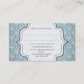 青くグランジで旧式なダマスク織の美容師のファッション 予約カード (裏面)