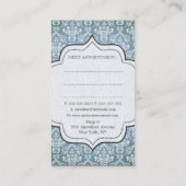 青くグランジで旧式なダマスク織の美容師のファッション 予約カード (裏面)