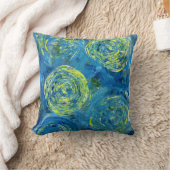 青くコンテンポラリーな枕 クッション (ブランケット)