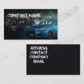 青くスタイリッシュなスポーツ・カー 名刺 (正面/裏面)
