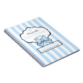 青くストライプのなベビーシャワーの来客名簿 ノートブック (右側)