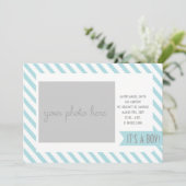 青くストライプのな誕生の発表 案内状 (スタンド正面)