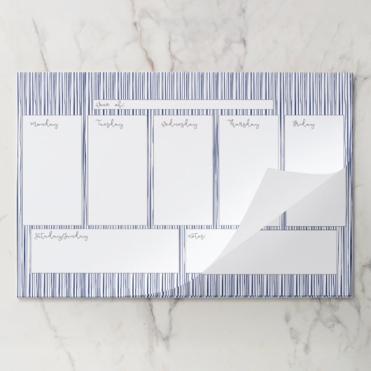 青くストライプのな週間カレンダーの大きいTearawayのパッド ペーパーパッド (折り畳み)