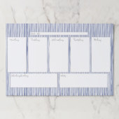 青くストライプのな週間カレンダーの大きいTearawayのパッド ペーパーパッド (正面)