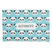 青くパーソナライズなパンダくまはかわいいをからかいます 枕カバー (正面)