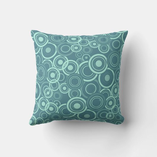 青くファンキーな円パターン クッション (裏面)