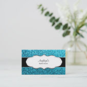 青くフェイクなグリッターの名刺 名刺 (スタンド正面)