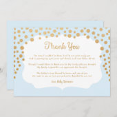 青くフェイクな金ゴールドの男の子のベビーシャワーはノート感謝していしています サンキューカード (正面/裏面)