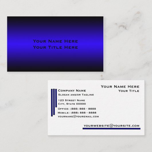 青くミニマルな名刺 名刺 (正面/裏面)