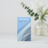 青くモダンな波状の名刺 名刺 (スタンド正面)