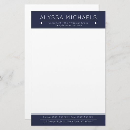 青くユニセックスな最小主義のモダンなプロフェッショナル 便箋 (正面/裏面)