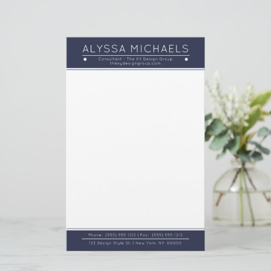 青くユニセックスな最小主義のモダンなプロフェッショナル 便箋 (スタンド正面)