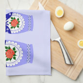 青くロシアのなmatryoshkaのネスティング人形 キッチンタオル (四つ折り)