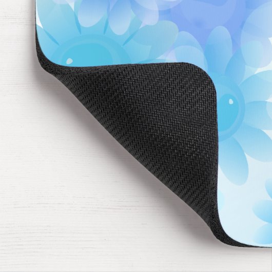 青くロマンチックなヴィンテージの花 マウスパッド (コーナー)