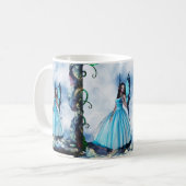 青くロマンチックな蝶妖精のコーヒー・マグ コーヒーマグカップ (正面左)