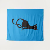 青く優雅で邪悪な黒猫 タペストリー (正面(横))