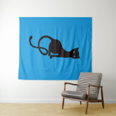 青く優雅で邪悪な黒猫 タペストリー (インサイチュ(横))