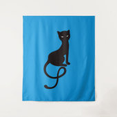 青く優雅で邪悪な黒猫 タペストリー (正面)