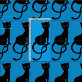 青く優雅で邪悪な黒猫 ファブリック (タイル)