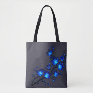 青く光る花の枝 トートバッグ
