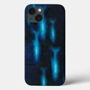 青く半透明な魚のシルエット iPhone 13ケース