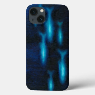 青く半透明な魚のシルエット iPhone 13ケース