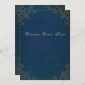 青く古いアンティークは表紙を金めっきしました 招待状 (正面/裏面)