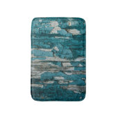 青く古い皮のペンキの木製の壁の質 バスマット (正面縦)