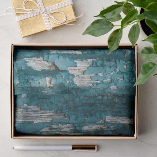 青く古い皮のペンキの木製の壁の質 薄葉紙 (ギフト)