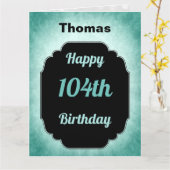 青く名前入りで幸せな104th誕生日 カード (黄色い花)