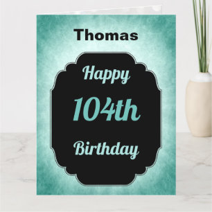 青く名前入りで幸せな104th誕生日 カード