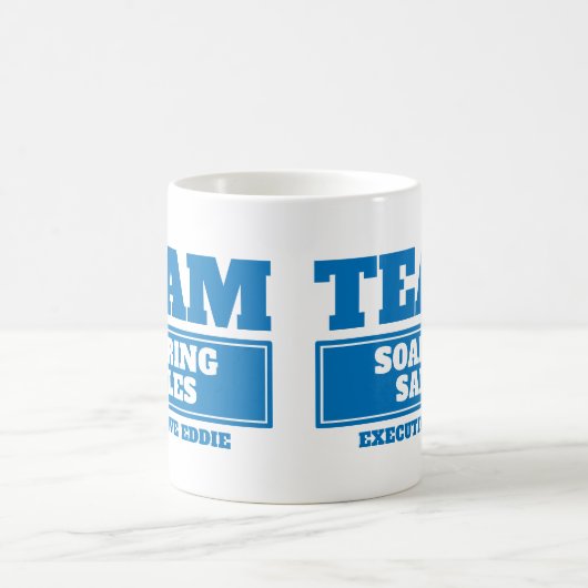 青く名前入りなオフィスまたは家族のイベントのマグを団結して下さい コーヒーマグカップ (中央)