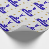 青く名前入りなチアリーダーの包装紙 ラッピングペーパー (角)