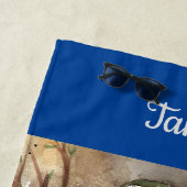 青く名前入りなビーチタオルの熱帯オウム ビーチタオル (インサイチュ)
