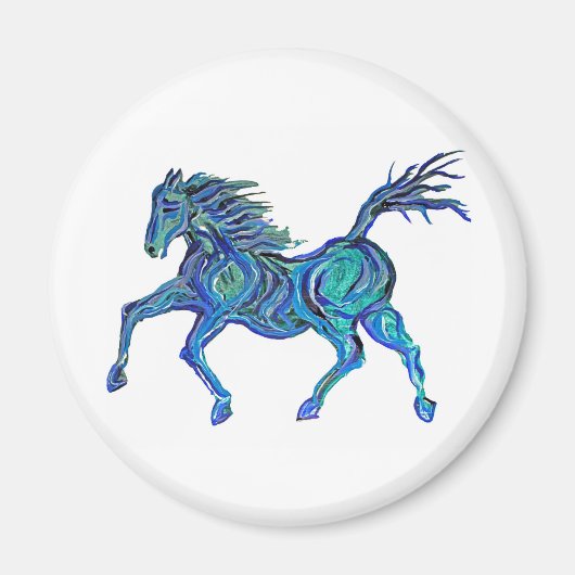 青く塗られた馬 マグネット (正面)