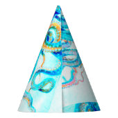 青く多彩なタコ パーティーハット (裏面)