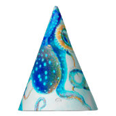 青く多彩なタコ パーティーハット (右)
