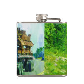 青く大きい装備のトラック運転手貨物自動車及びハイウェーのトラック フラスク (裏面)