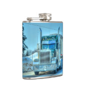 青く大きい装備のトラック運転手貨物自動車及びハイウェーのトラック フラスク (右)