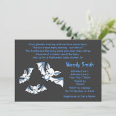 青く小さいこうもりのベビーシャワーの招待状カード 招待状 (スタンド正面)