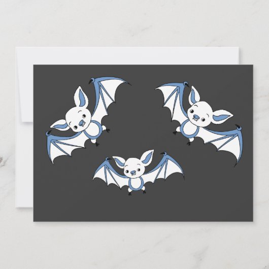 青く小さいこうもりのベビーシャワーの招待状カード 招待状 (裏面)