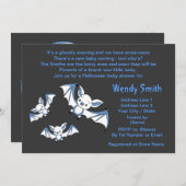 青く小さいこうもりのベビーシャワーの招待状カード 招待状 (正面/裏面)