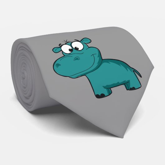 青く幸せなカバ ネクタイ (ロール)