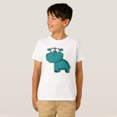 青く幸せなカバ Tシャツ (正面フル)