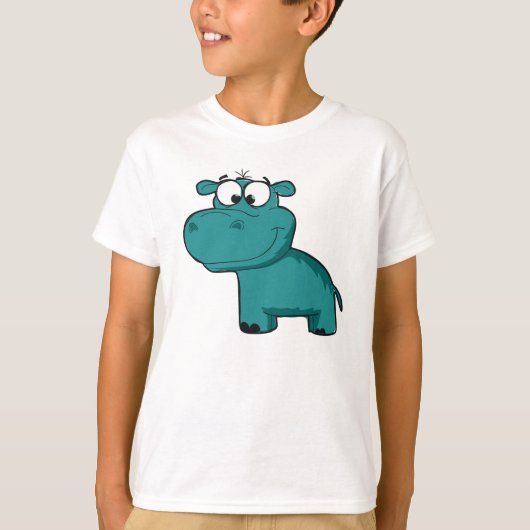 青く幸せなカバ Tシャツ (正面)