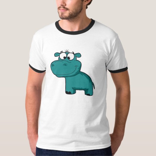 青く幸せなカバ Tシャツ (正面)