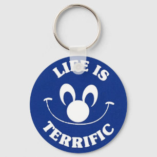 青く幸せな顔Keychain キーホルダー