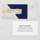 青く幾何学的なばら色の金ゴールドのプロフェッショナルの建築 名刺 (正面/裏面)